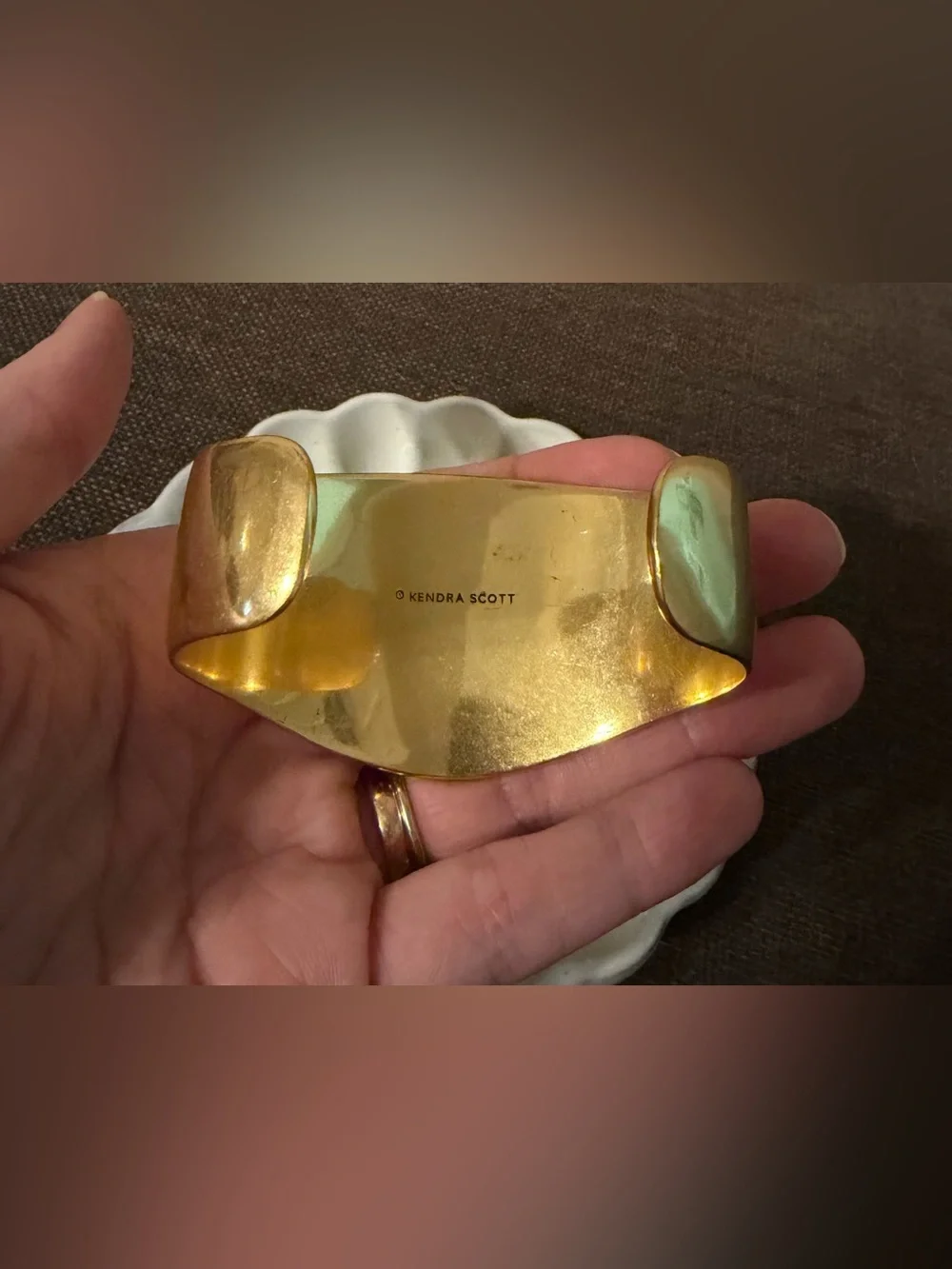 Kendra Scott Gold Cuff Bracelet with White Stone Accents